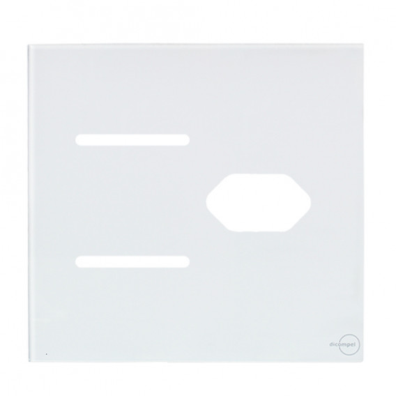 Placa p/ 2 Interruptorres + Tomada 4x4 - Novara Glass Branco